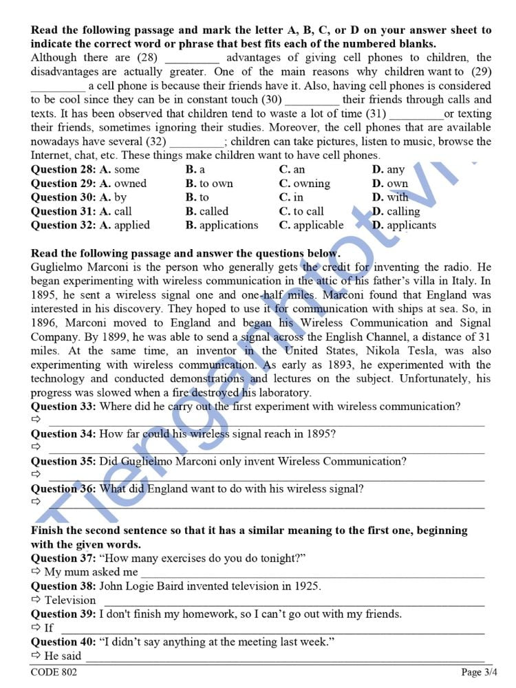 Đề ôn thi tiếng Anh cuối HK2 lớp 8 THCS Xuân Đỉnh có file pdf