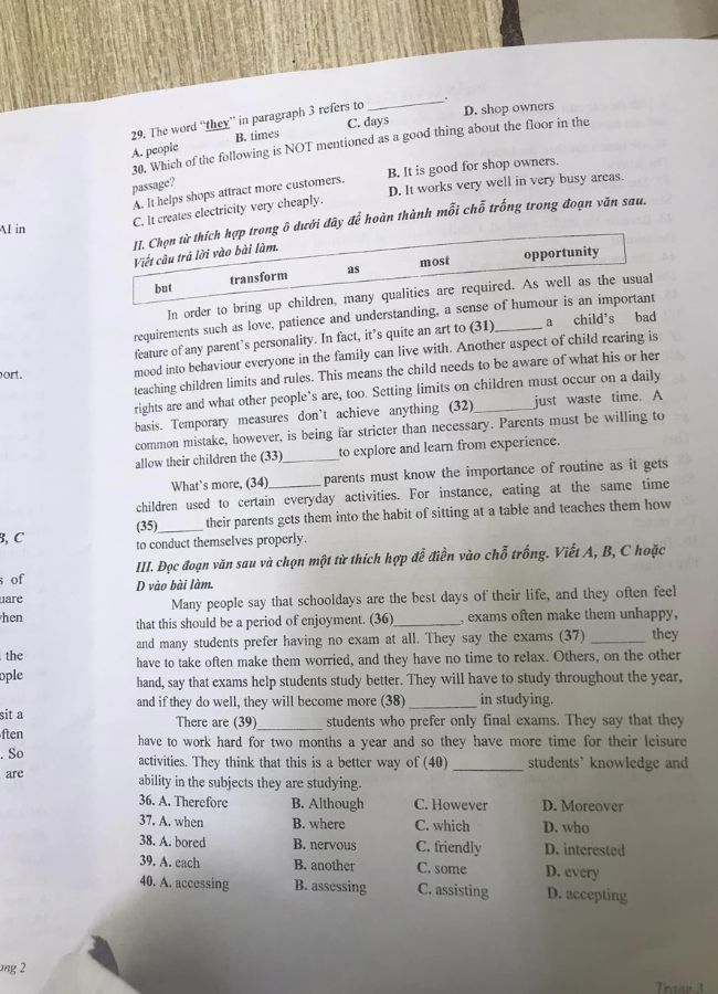 Đề thi khảo sát chất lượng môn tiếng Anh lớp 9 tỉnh Thanh Hóa 2023