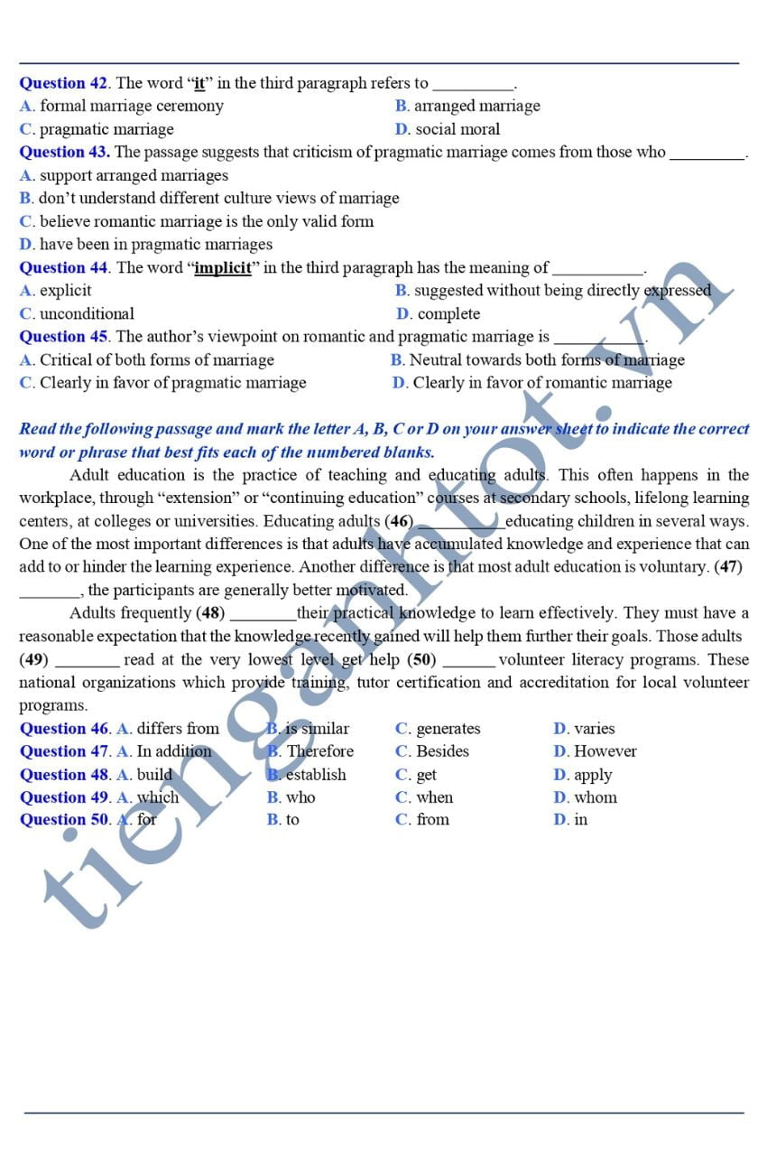 Đề thi tiếng Anh cuối HK1 lớp 12 tỉnh Bạc Liêu 2023 có file PDF