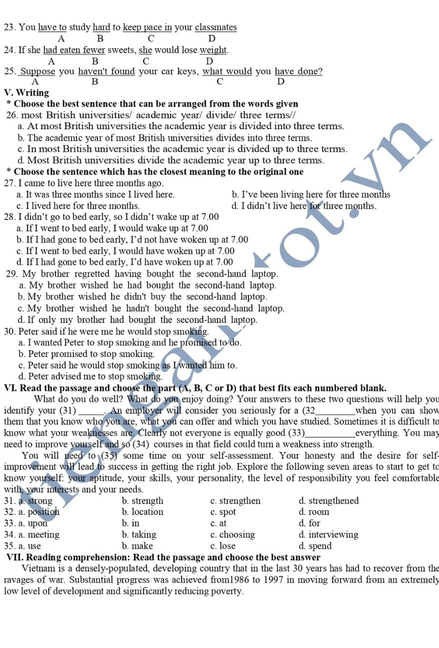 10 đề ôn thi tiếng Anh lớp 12 HK1 có đáp án và file PDF 2