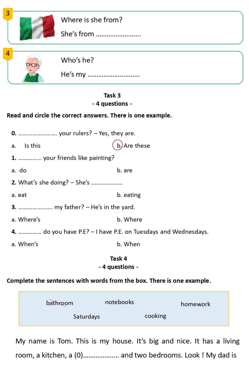 Đề ôn thi tiếng Anh lớp 3 HK1 có file nghe và đáp án đề số 1 5