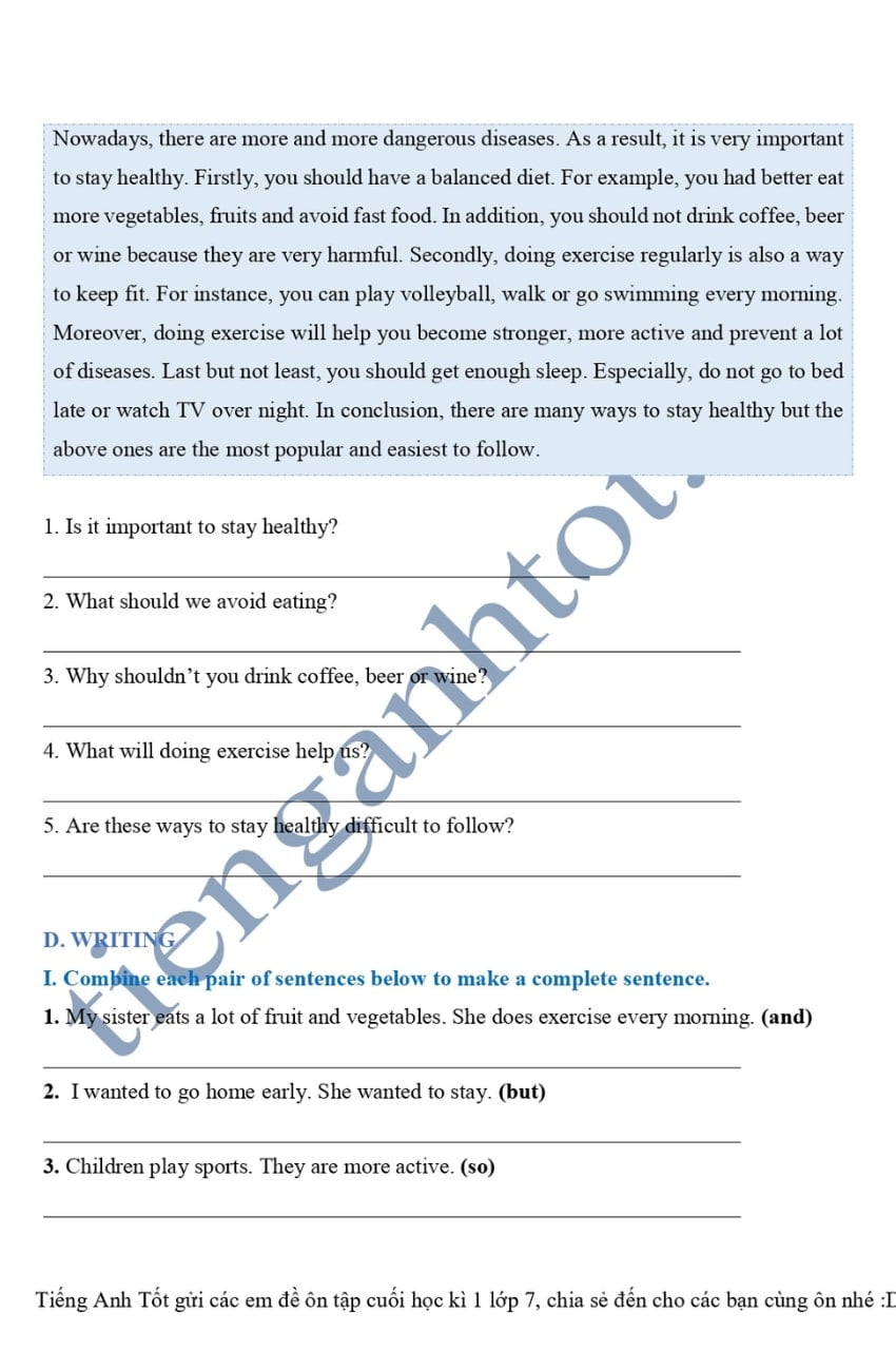 7 đề ôn thi tiếng Anh lớp 7 HK1 có đáp án và file PDF 2023 5